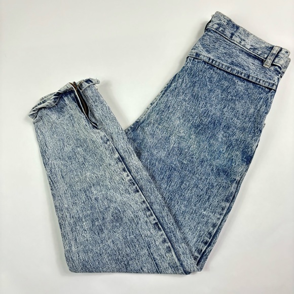 Vintage 80s zipper ankle jesns 8 high rise acid wash 27 stretch Pure Jeanswear - Picture 3 of 11